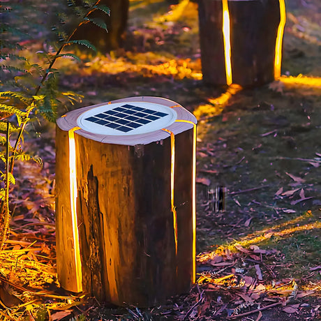 Rustic Simple Wood Solar Path Outdoor Decor Table Lamp Image - 1