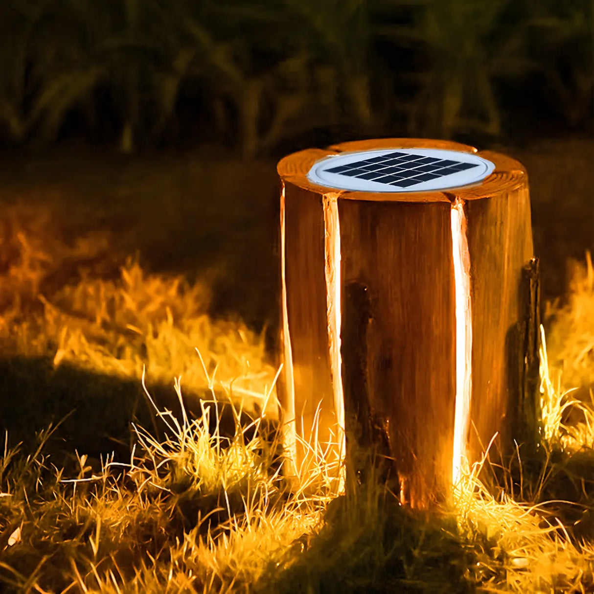 Rustic Simple Wood Solar Path Outdoor Decor Table Lamp Image - 4