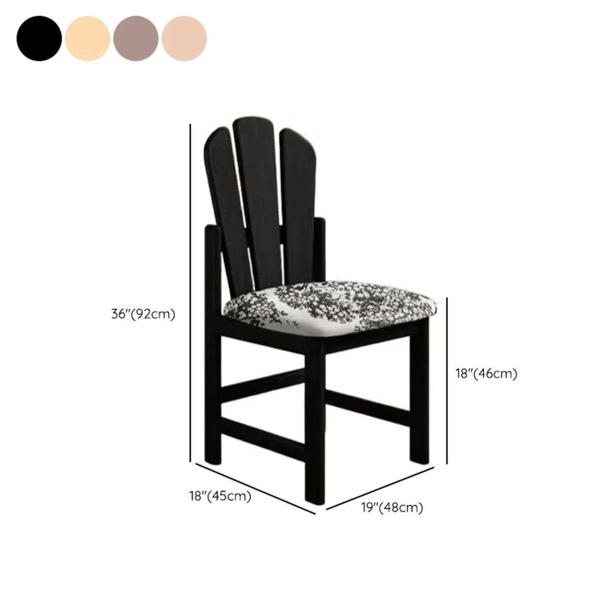 Rustic Slatted Back Pattern Cushion Wood Dining Chair 