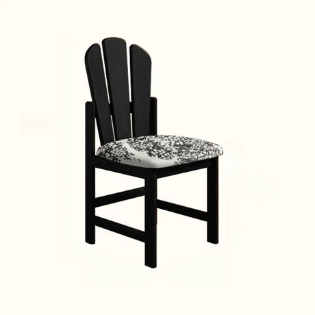 Rustic Slatted Back Pattern Cushion Wood Dining Chair Image - 2