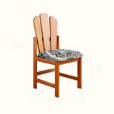 Rustic Slatted Back Pattern Cushion Wood Dining Chair Image - 5