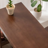 Rustic Slim Dark Brown Wood Oval Bar Table with Shelf Storage Image - 7