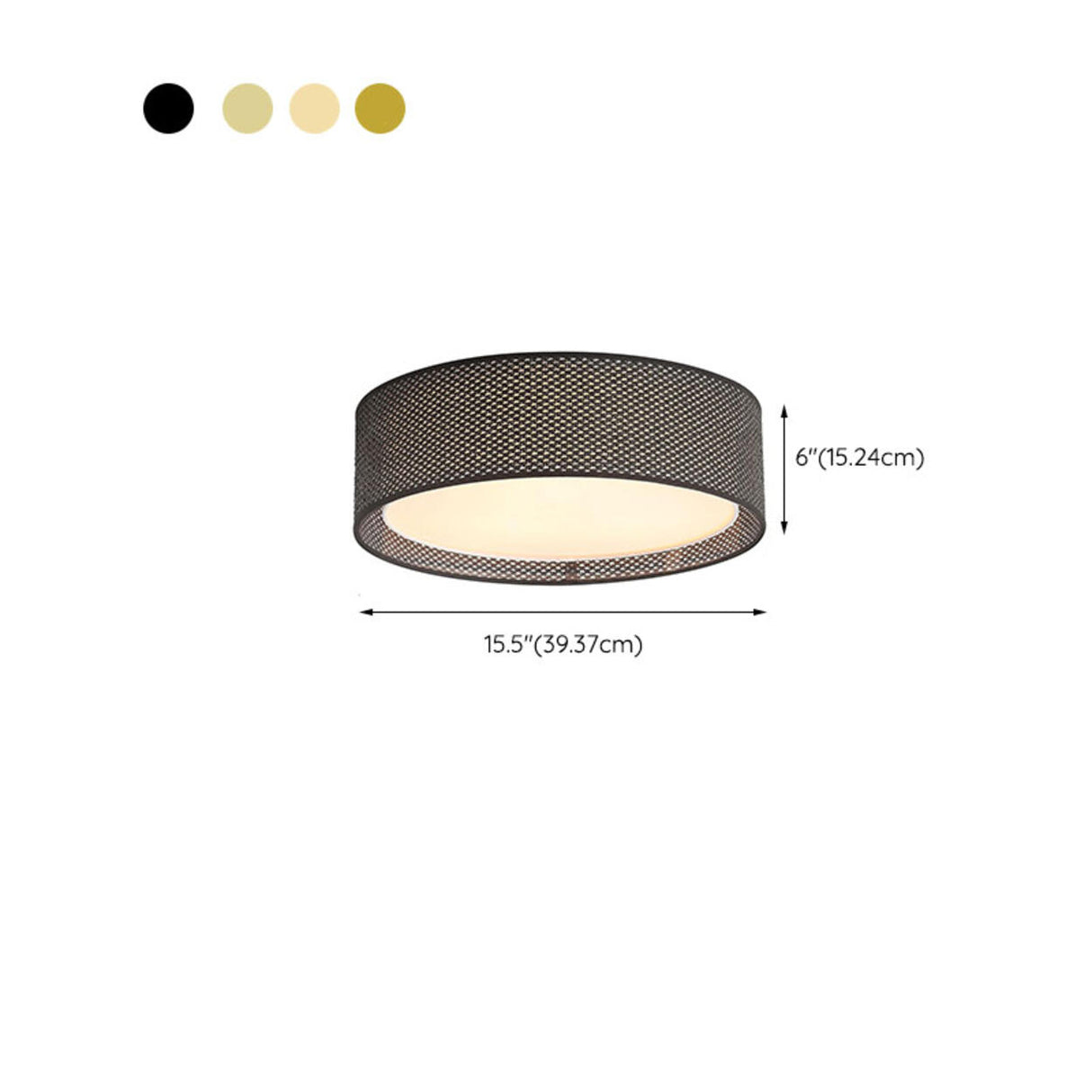 Rustic Small Cylinder Fabric Flush Mount Ceiling Light 