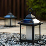 Rustic Solar Lantern Black Outdoor Garden Decor Lamp Image - 4