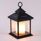 Rustic Solar Lantern Black Outdoor Garden Decor Lamp Image - 6