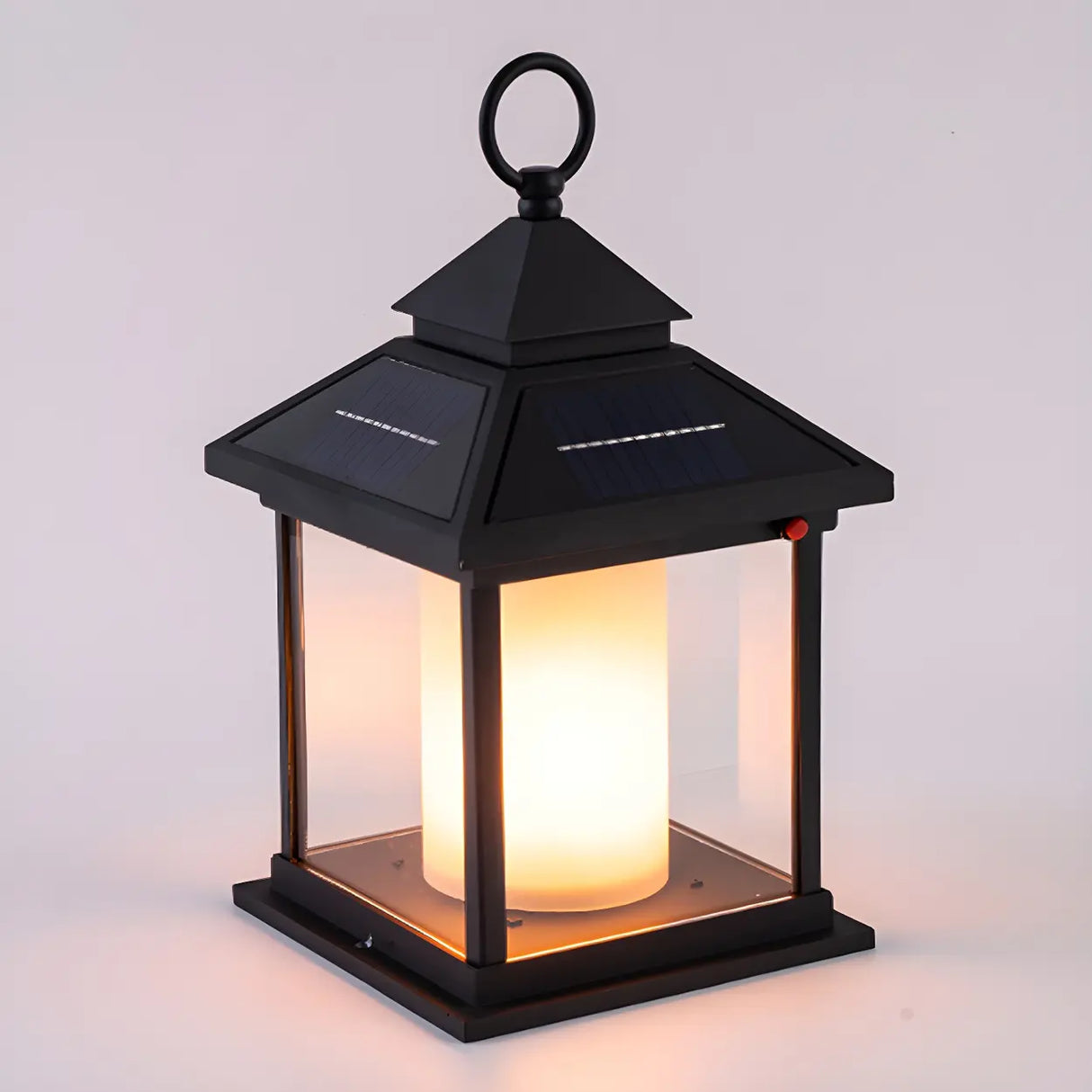 Rustic Solar Lantern Black Outdoor Garden Decor Lamp Image - 6