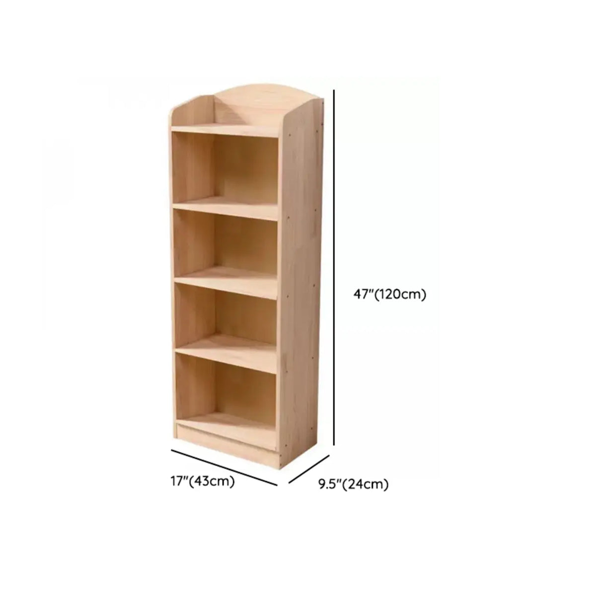 Rustic Solid Wood Closed Back Narrow Storage Bookcase 