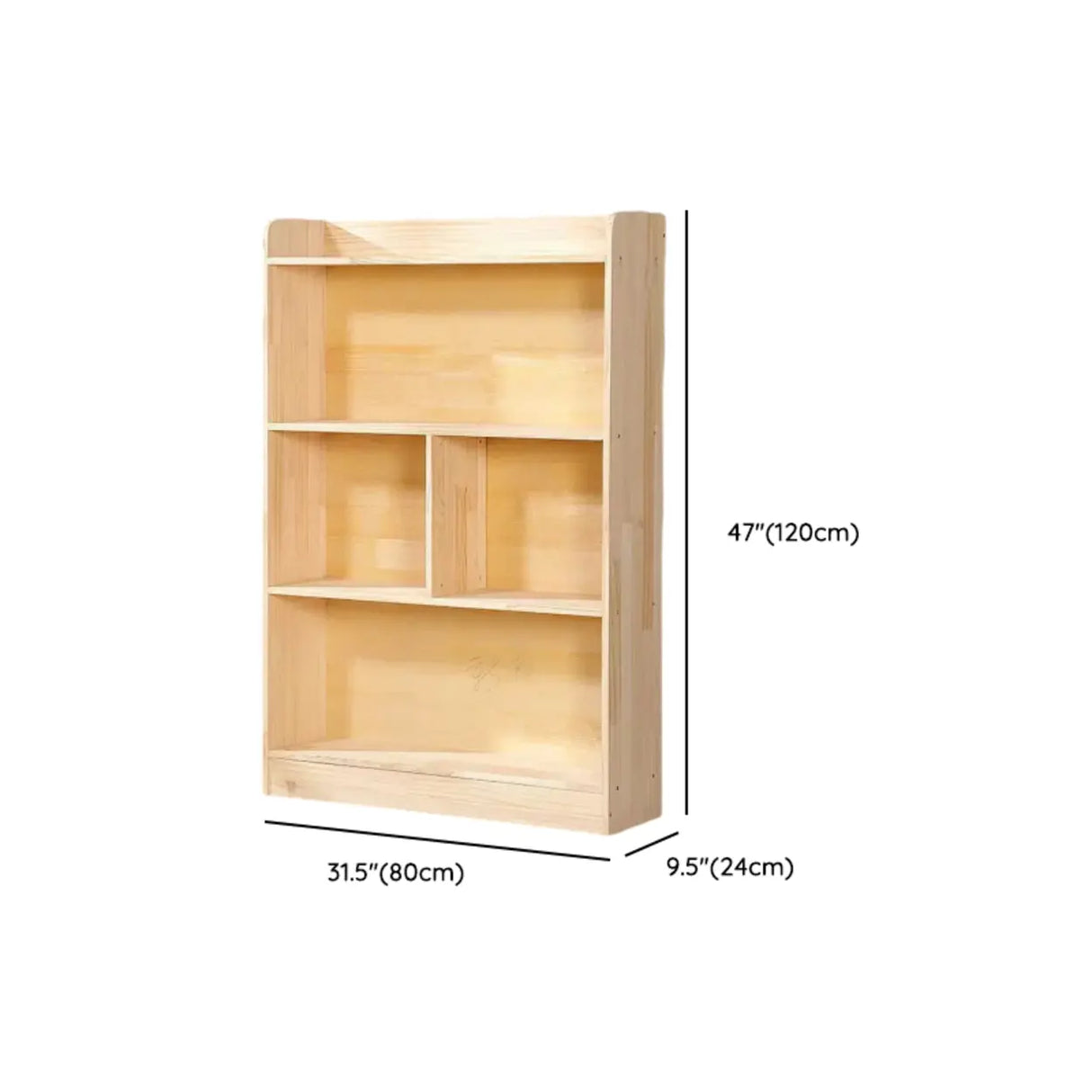Rustic Solid Wood Closed Back Narrow Storage Bookcase Image - 19