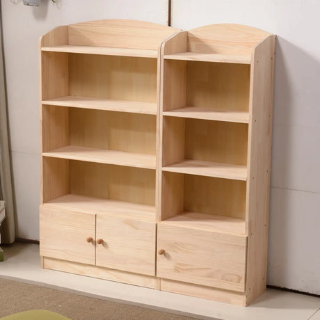 Rustic Solid Wood Closed Back Narrow Storage Bookcase Image - 2