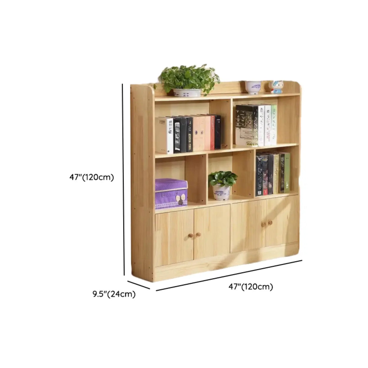 Rustic Solid Wood Closed Back Narrow Storage Bookcase Image - 22
