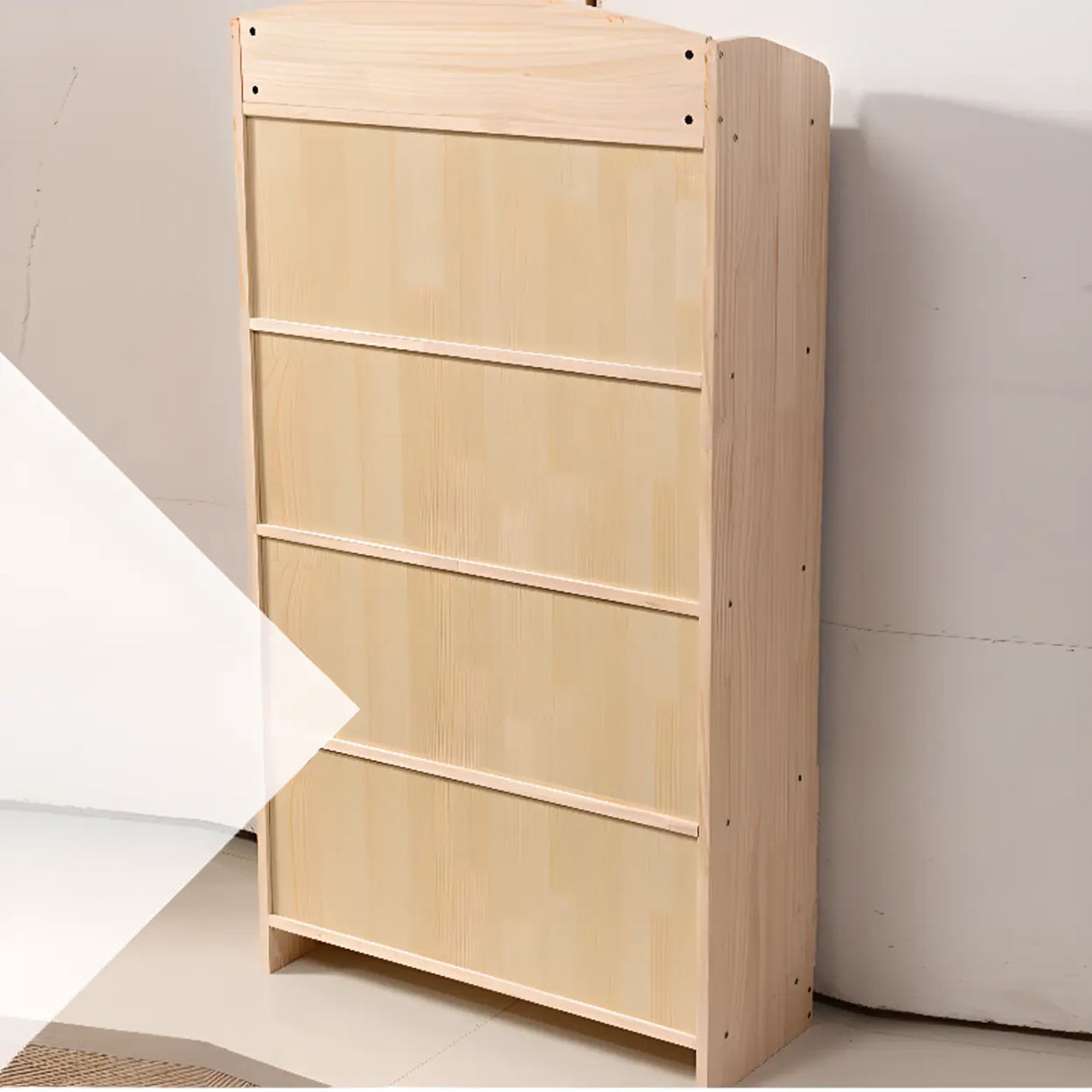 Rustic Solid Wood Closed Back Narrow Storage Bookcase Image - 5