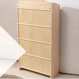 Rustic Solid Wood Closed Back Narrow Storage Bookcase Image - 5