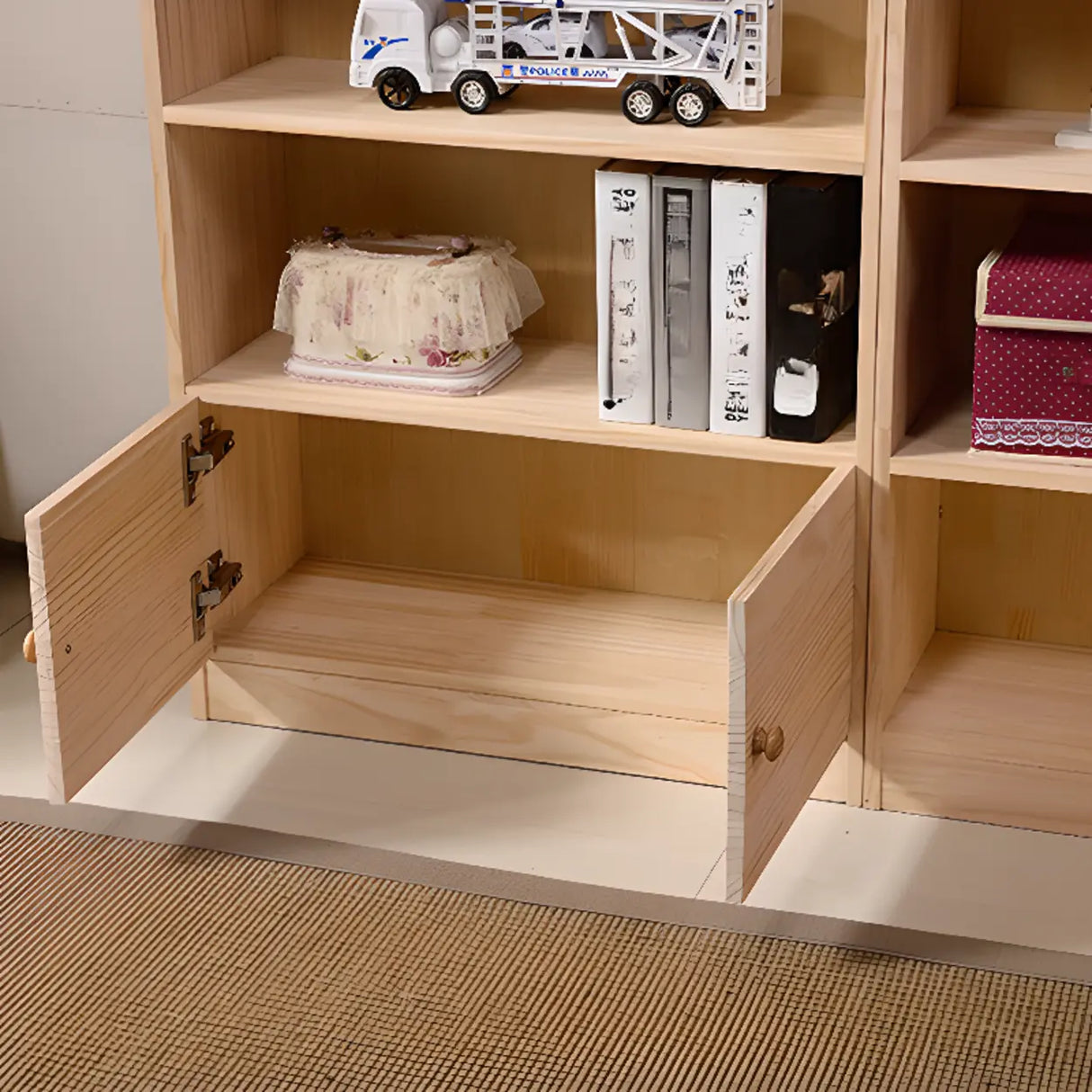 Rustic Solid Wood Closed Back Narrow Storage Bookcase Image - 7