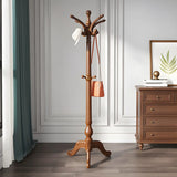 Rustic Spiral Solid Wood Brown Hooks Freestanding Hall Tree Image - 13