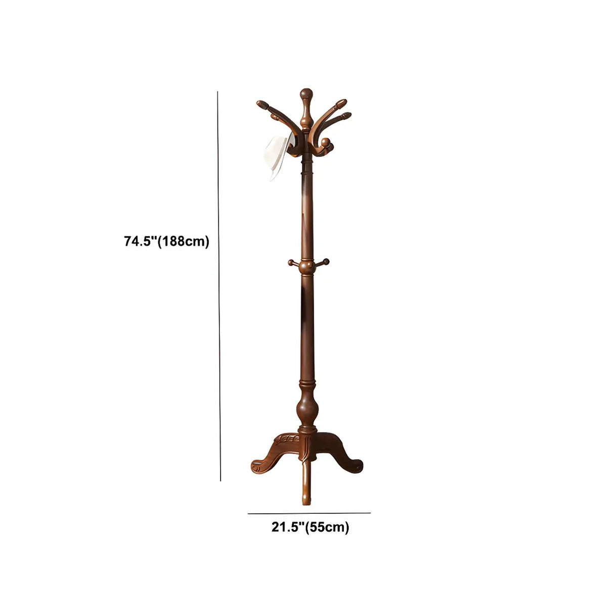 Rustic Spiral Solid Wood Brown Hooks Freestanding Hall Tree Image - 15