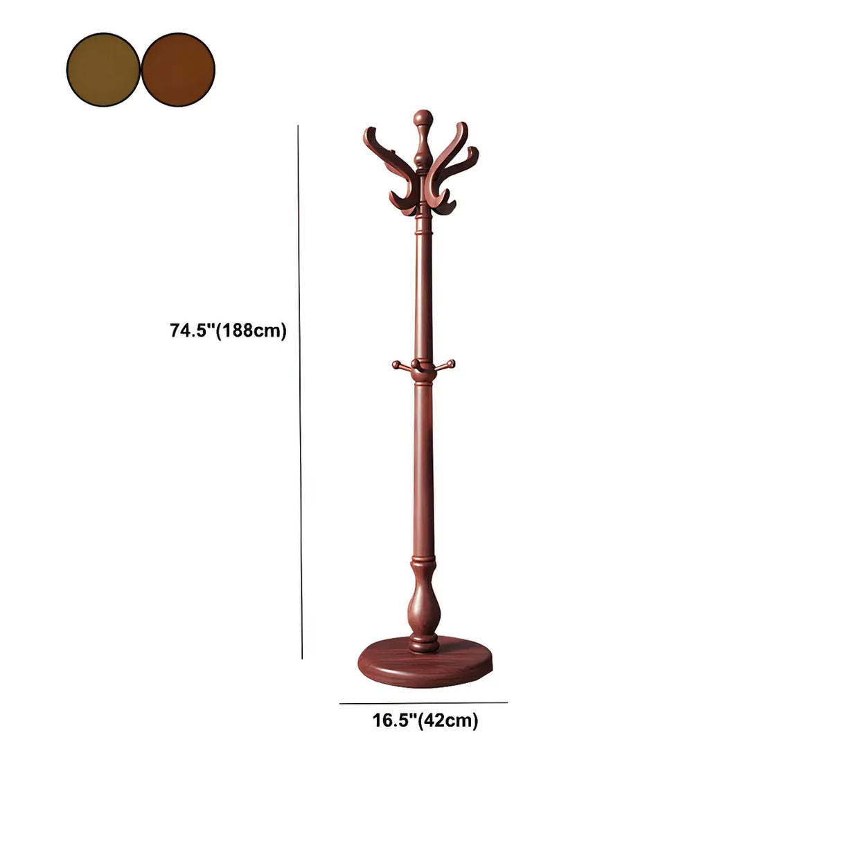 Rustic Spiral Solid Wood Brown Hooks Freestanding Hall Tree Image - 18