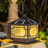 Rustic Square Metal Solar Outdoor Lantern Table Lamp Image - 4
