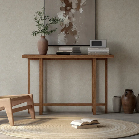 Rustic Stain Resistant Solid Wood Entryway Console Table Image - 1