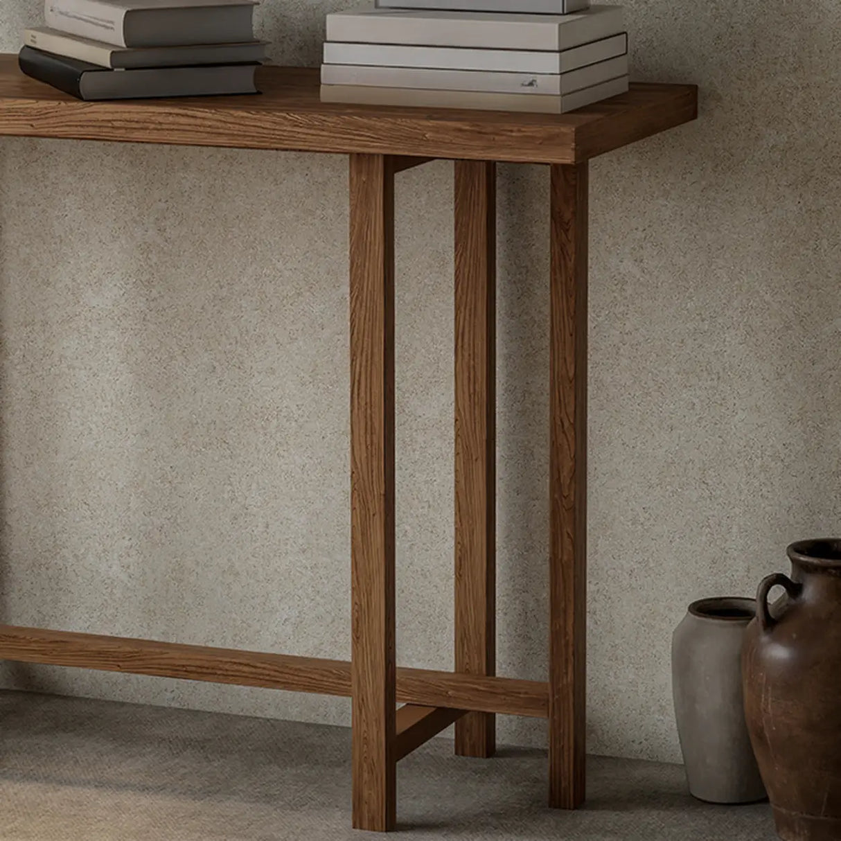 Rustic Stain Resistant Solid Wood Entryway Console Table Image - 10