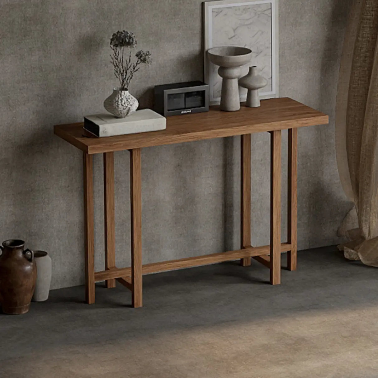 Rustic Stain Resistant Solid Wood Entryway Console Table Image - 3