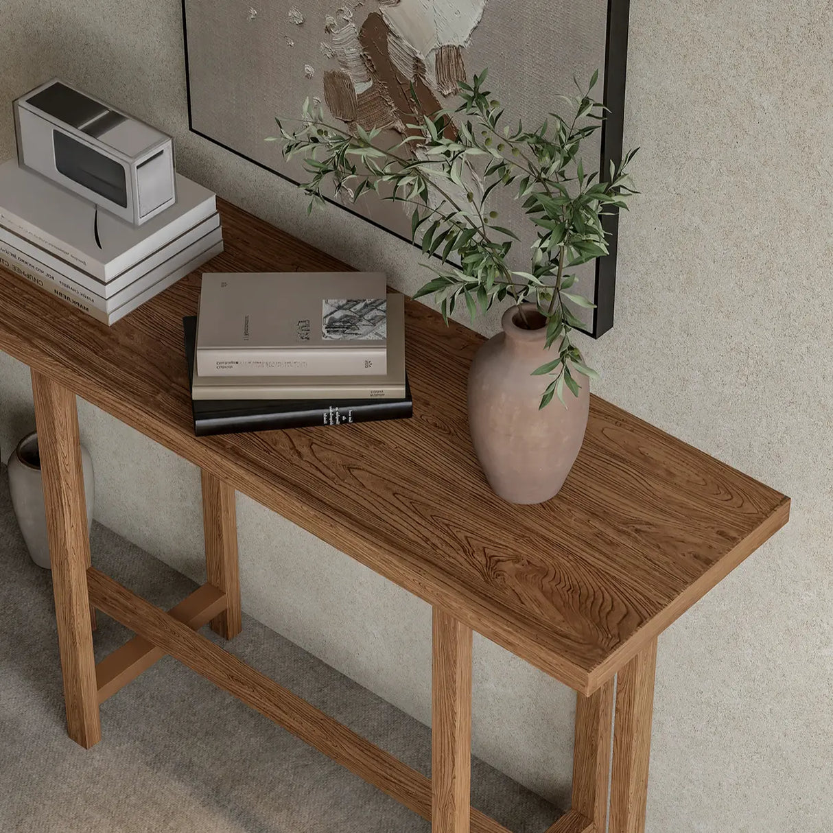 Rustic Stain Resistant Solid Wood Entryway Console Table Image - 9