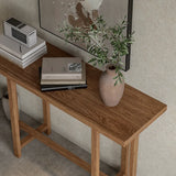 Rustic Stain Resistant Solid Wood Entryway Console Table Image - 9