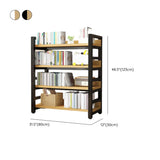 Rustic Steel Natural Wood Shelf Open Back Bookshelf #size