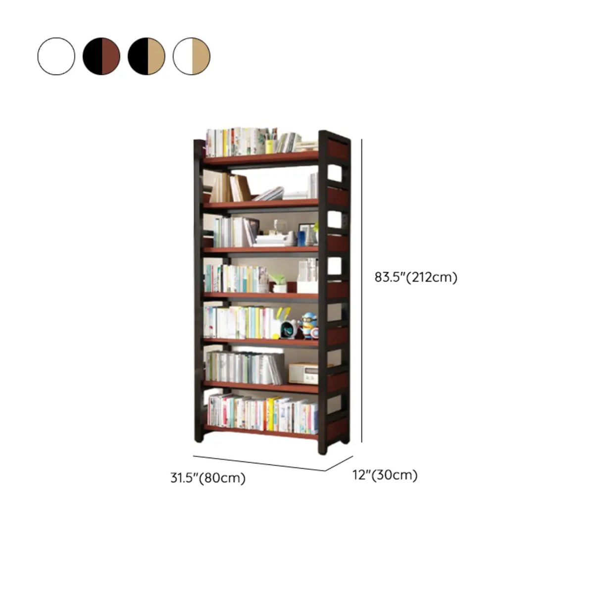 Rustic Steel Natural Wood Shelf Open Back Bookshelf Image - 22