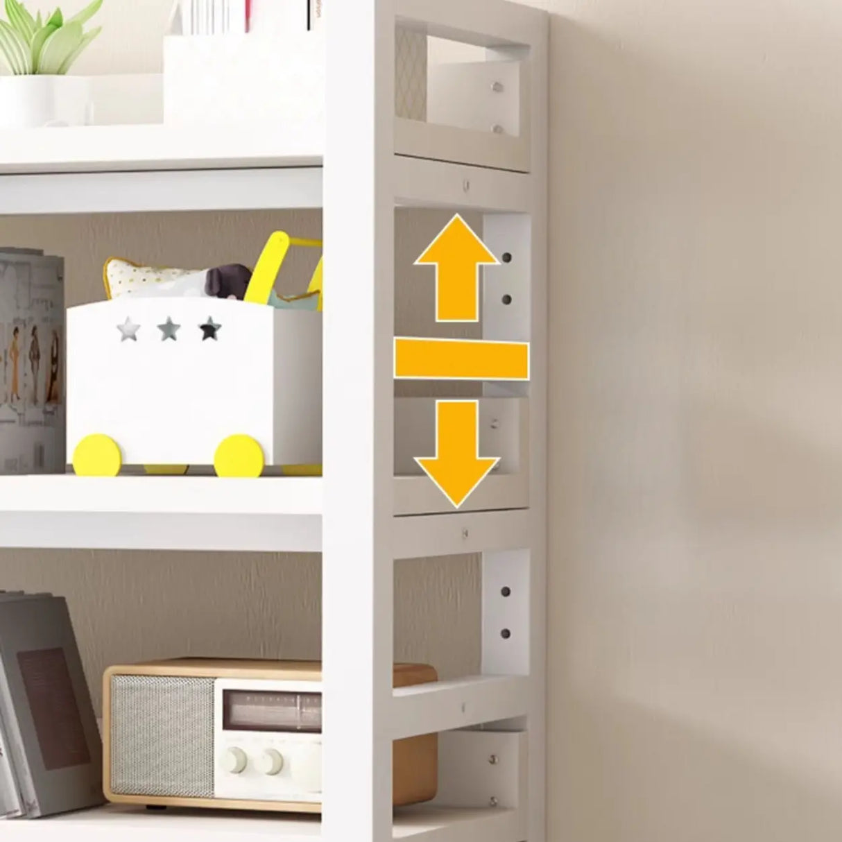 Rustic Steel Natural Wood Shelf Open Back Bookshelf Image - 3
