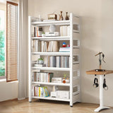 Rustic Steel Natural Wood Shelf Open Back Bookshelf Image - 7