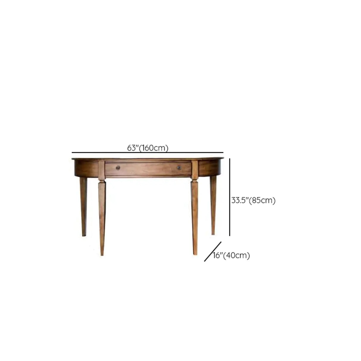 Rustic Storage Half-Moon Wooden Brown Console Table Image - 12