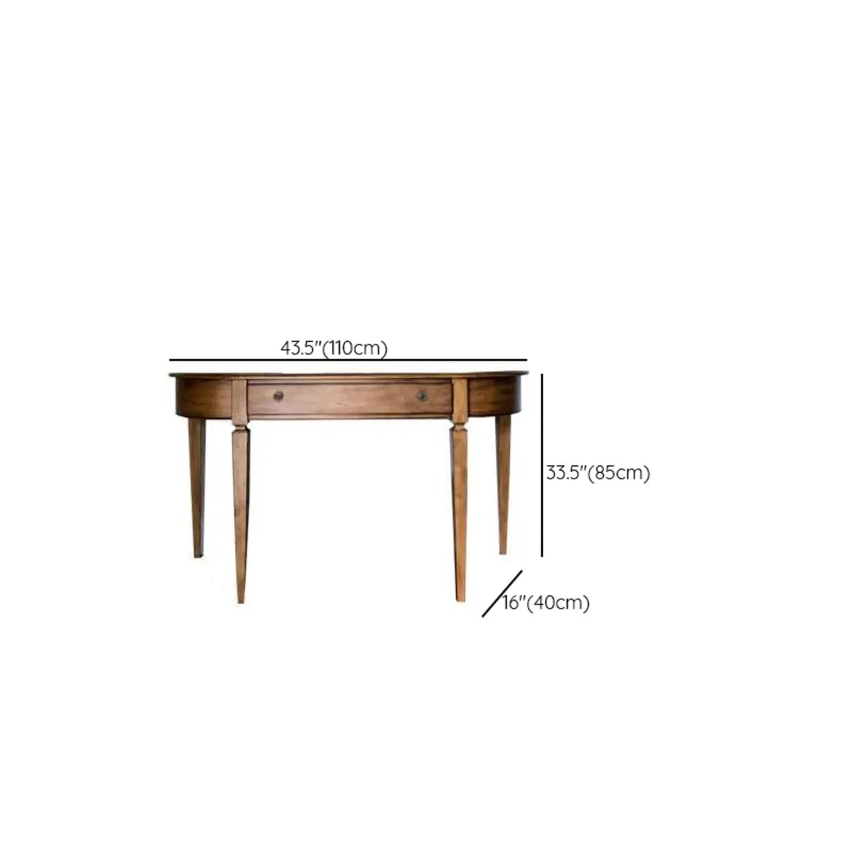 Rustic Storage Half-Moon Wooden Brown Console Table Image - 14