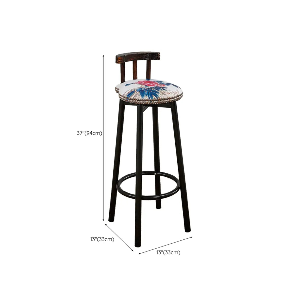 Rustic Swivel Multiple Colour Fabric Round Bar Stool Image - 15
