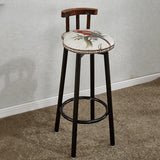 Rustic Swivel Multiple Colour Fabric Round Bar Stool Image - 1