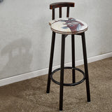 Rustic Swivel Multiple Colour Fabric Round Bar Stool Image - 7