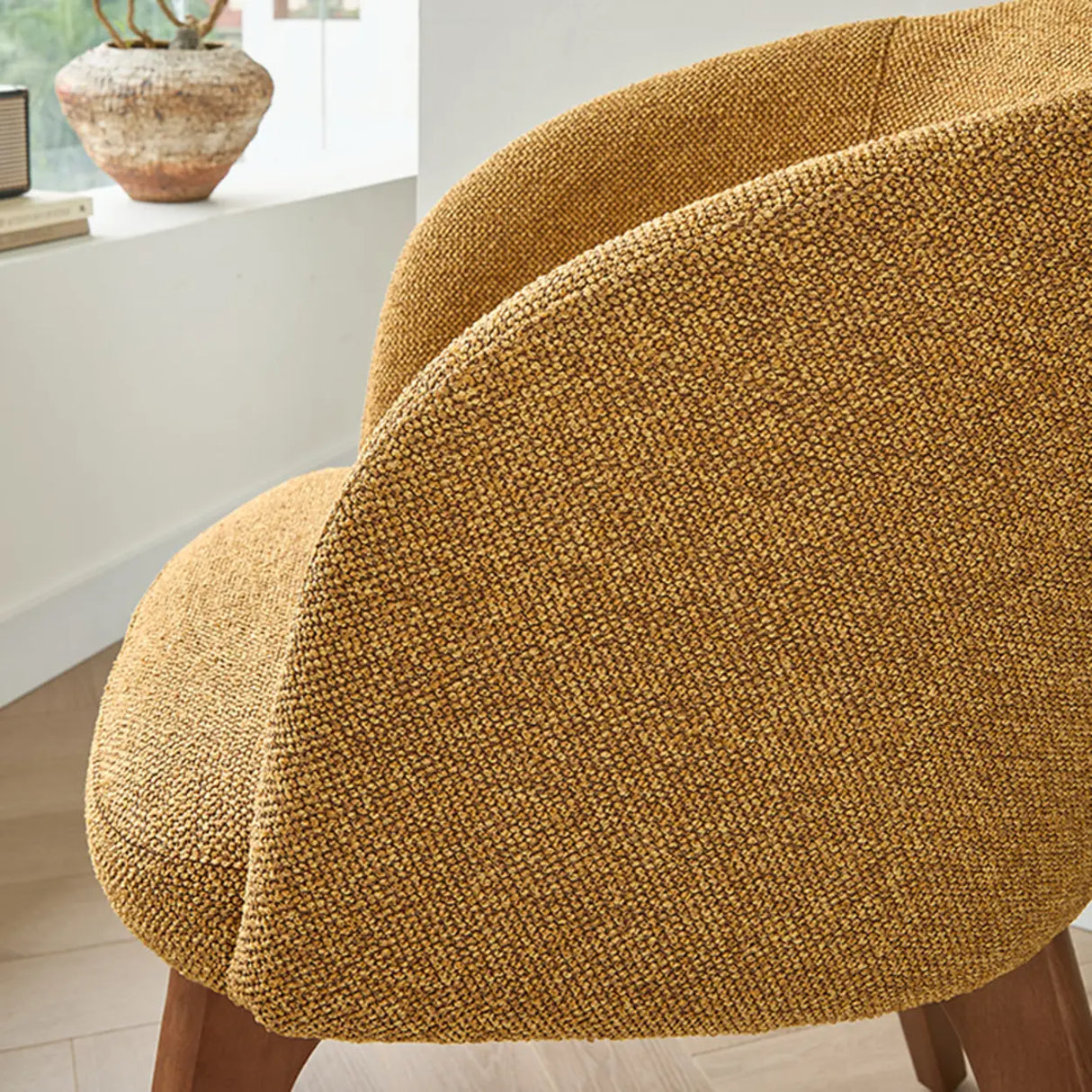 Rustic Swivel Upholstered Dining Chair with Curved Backrest Image - 16