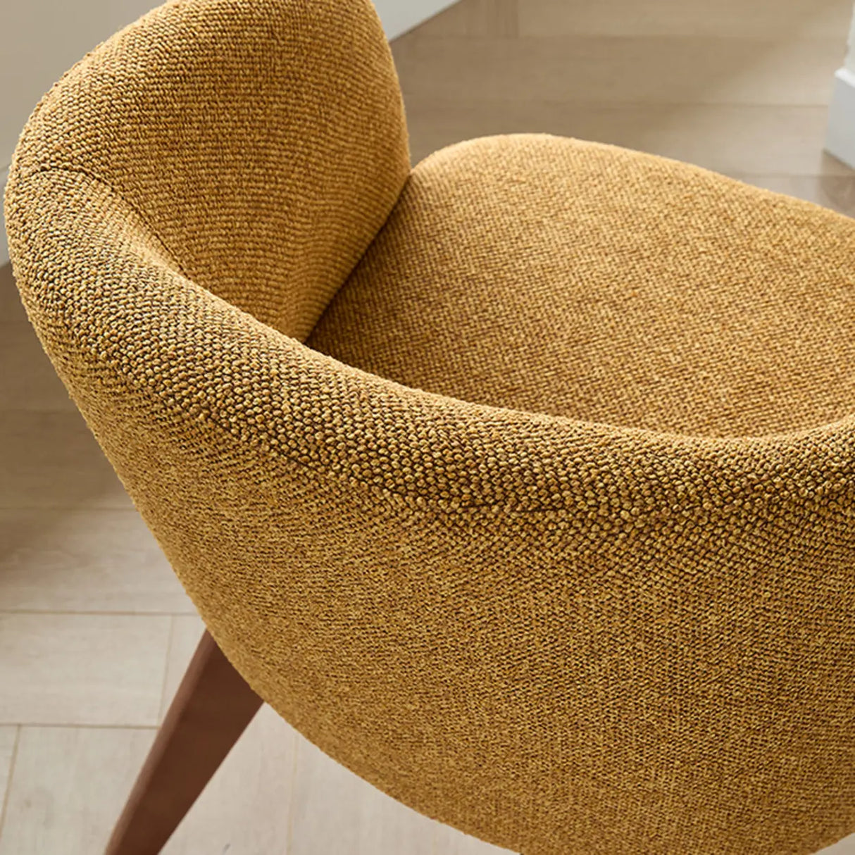 Rustic Swivel Upholstered Dining Chair with Curved Backrest Image - 17