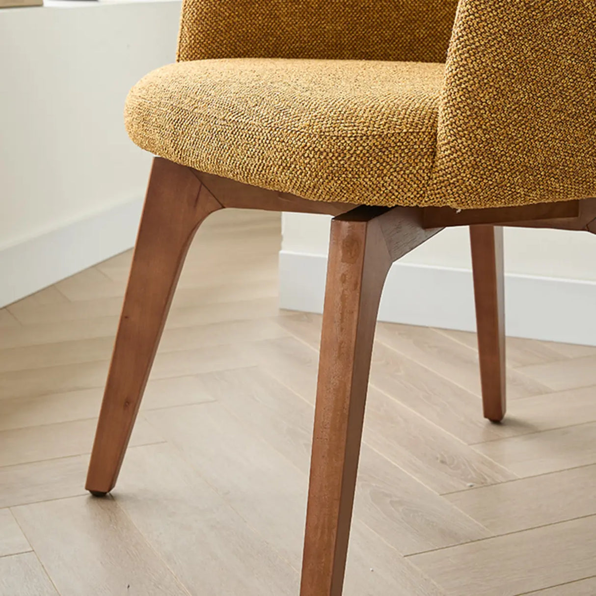 Rustic Swivel Upholstered Dining Chair with Curved Backrest Image - 18