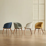 Rustic Swivel Upholstered Dining Chair with Curved Backrest Image - 5