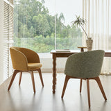 Rustic Swivel Upholstered Dining Chair with Curved Backrest Image - 8