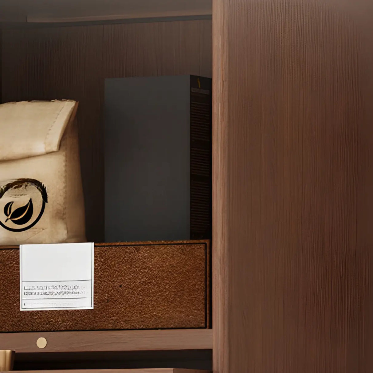 Rustic Tall Narrow Wood Bookcase with Glass Doors and Drawers Image - 13