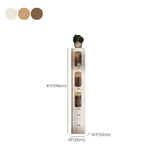 Rustic Tall Narrow Wood Bookcase with Glass Doors and Drawers #size