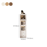 Rustic Tall Narrow Wood Bookcase with Glass Doors and Drawers Image - 27