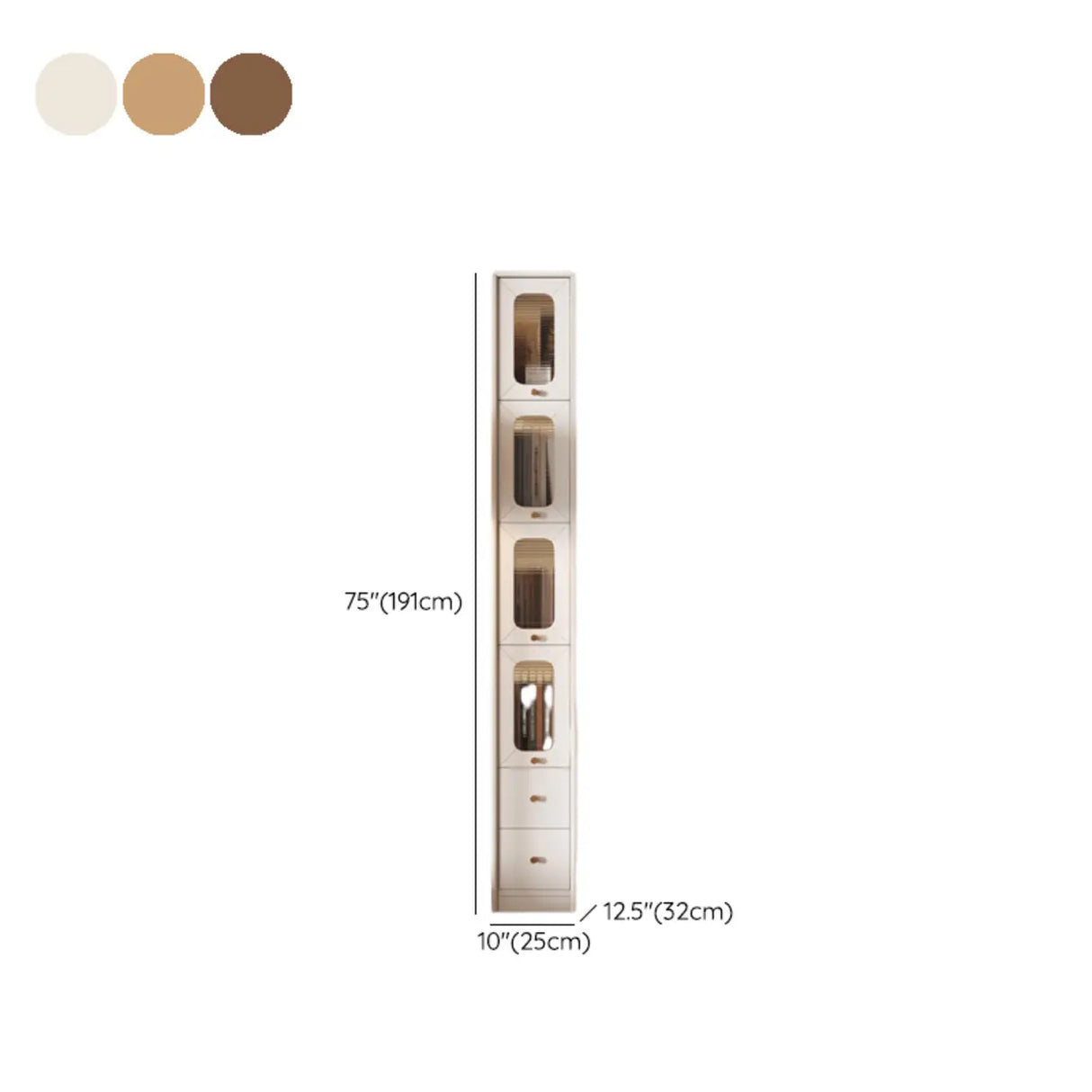 Rustic Tall Narrow Wood Bookcase with Glass Doors and Drawers Image - 28