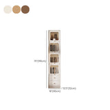 Rustic Tall Narrow Wood Bookcase with Glass Doors and Drawers Image - 30