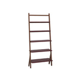 Rustic Timber Finish Ladder Vertical Display Bookshelf Image - 17
