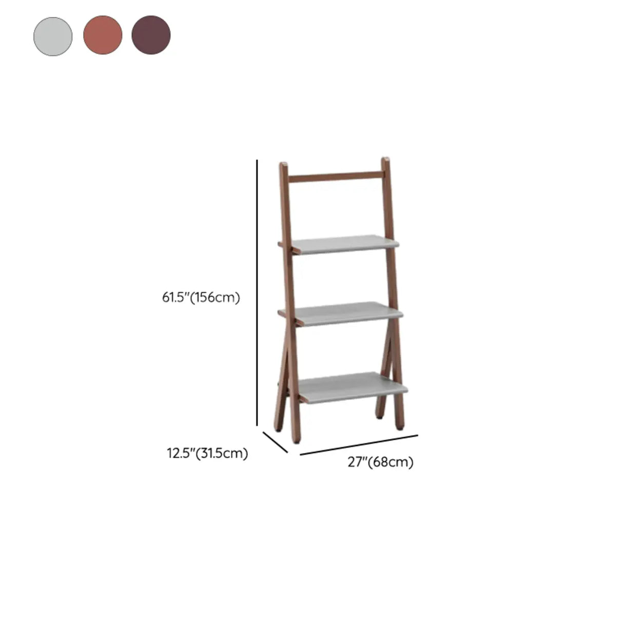 Rustic Timber Finish Ladder Vertical Display Bookshelf 