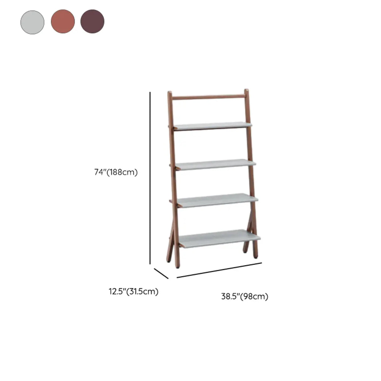 Rustic Timber Finish Ladder Vertical Display Bookshelf Image - 19