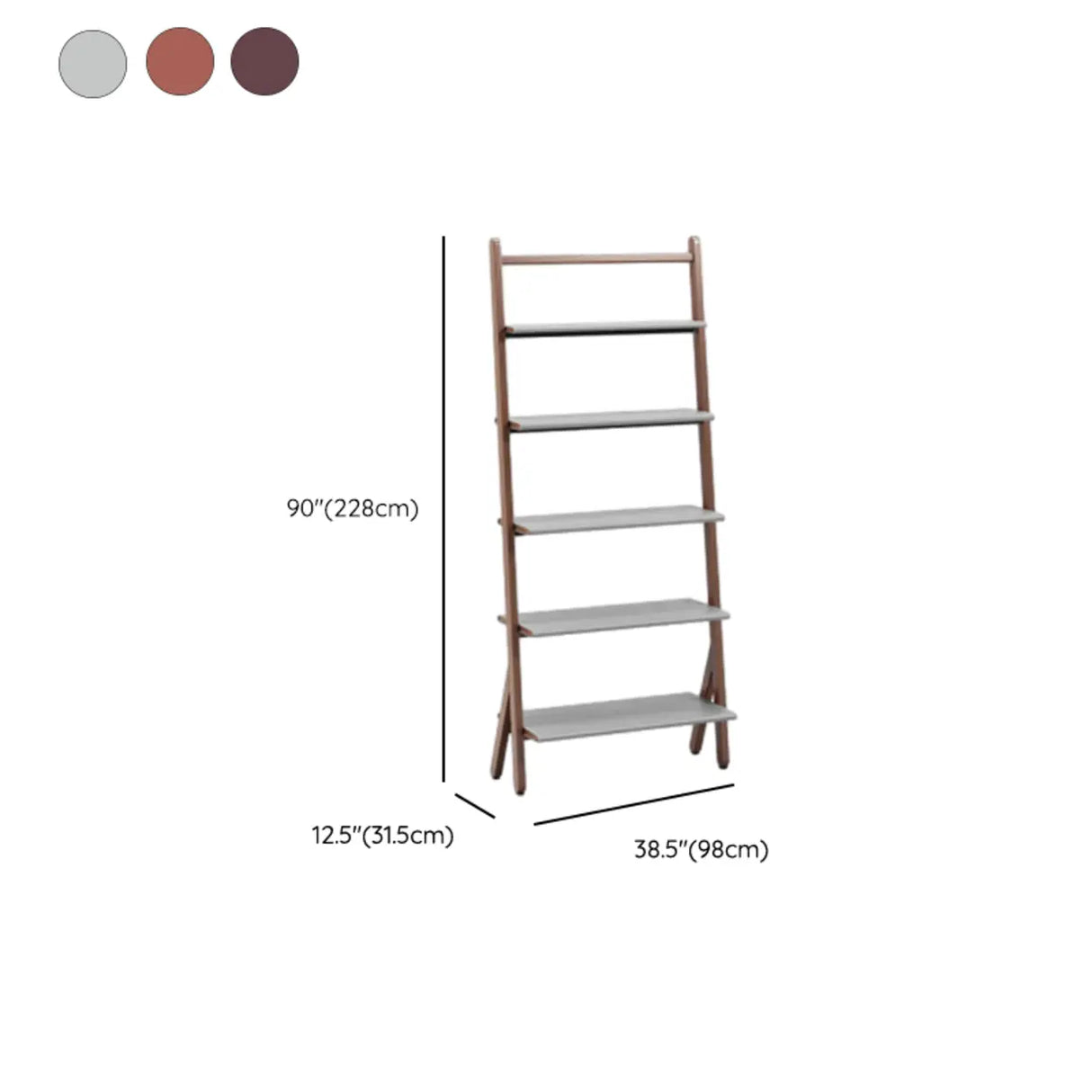 Rustic Timber Finish Ladder Vertical Display Bookshelf Image - 20