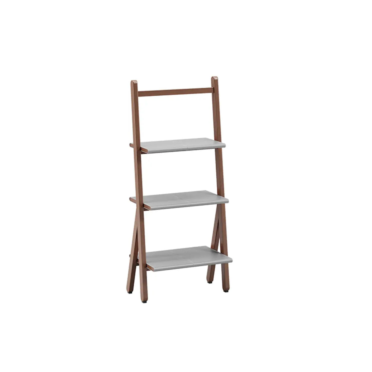 Rustic Timber Finish Ladder Vertical Display Bookshelf Image - 7